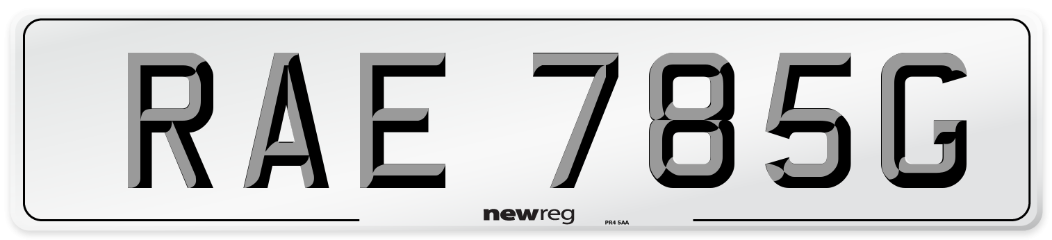 RAE 785G Number Plate from New Reg